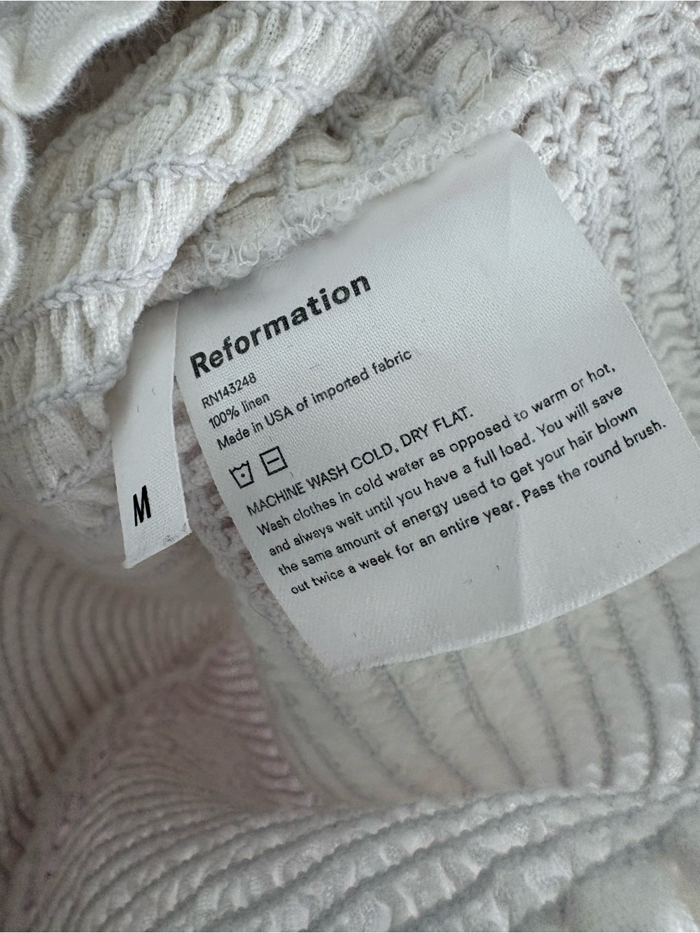 Reformation White Smocked Puff-Sleeve Women’s Top - Picture 2 of 2